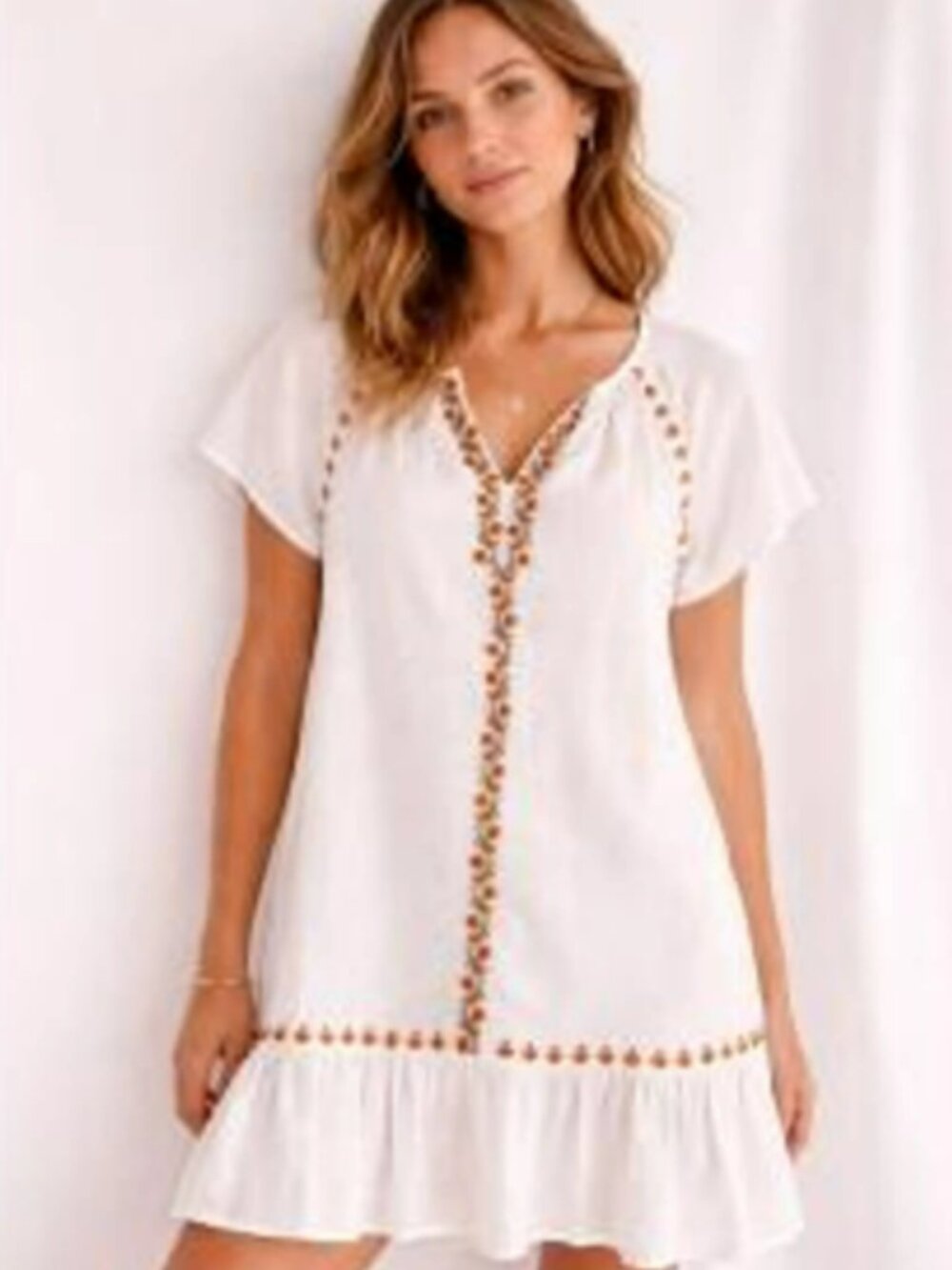 Madewell Linen Embroidered Dress XS Boho Western Coachella Festival